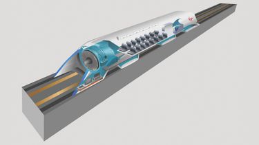 Cross-section of a hyperloop tunnel and car